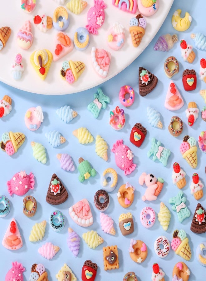 AIPULIDUO 120pcs Slime Charms Food Strawberry Ice Cream Cute Set, Mixed Batch Various Resin Flat Back Cute Set, DIY handicrafts, Decorations, Scrapbook, Decorations, Hairpins C - Image 4